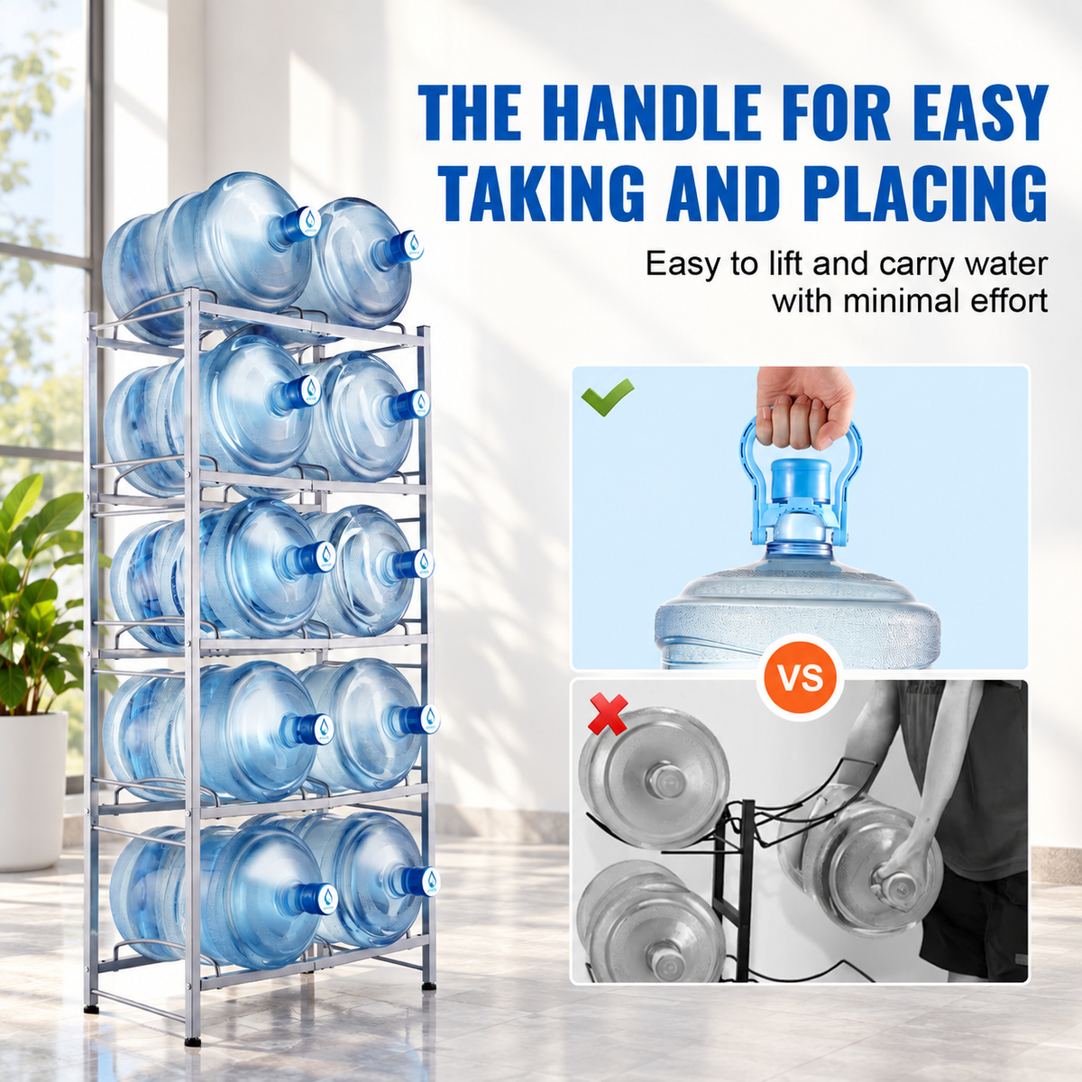 5-Tier Dual-Row Water Jug Rack