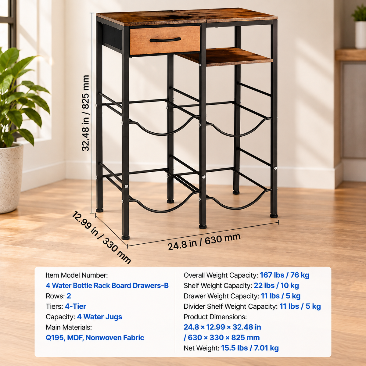 4-Tier Double-Row Water Jug Rack