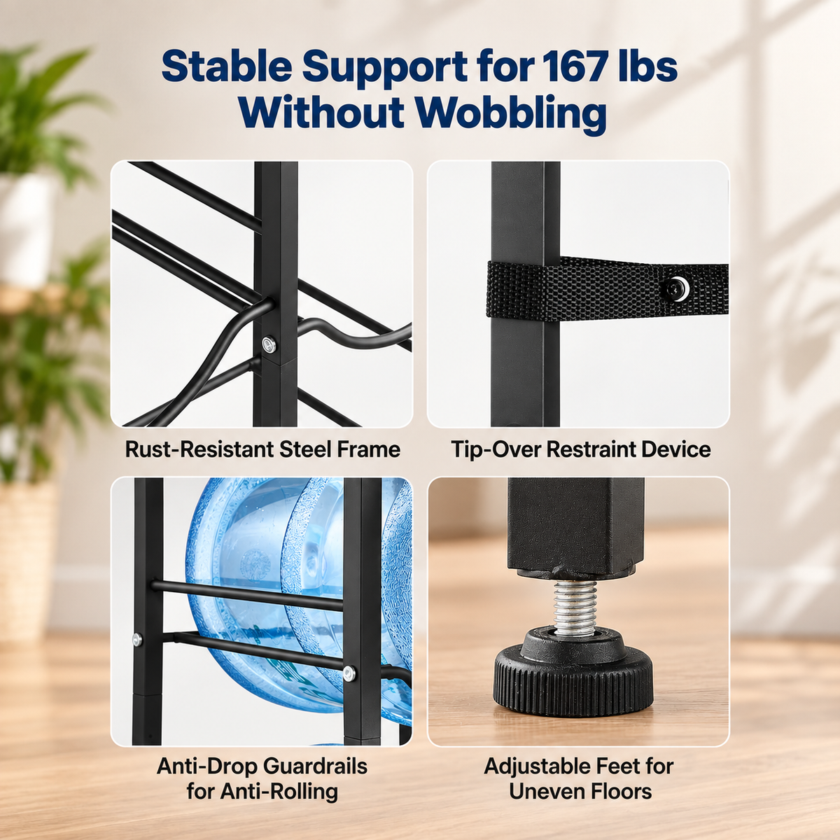 4-Tier Double-Row Water Jug Rack