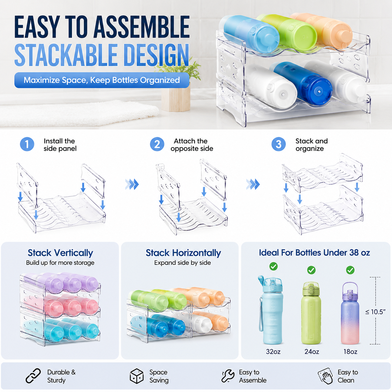 4-Tier Clear Water Bottle Organizer