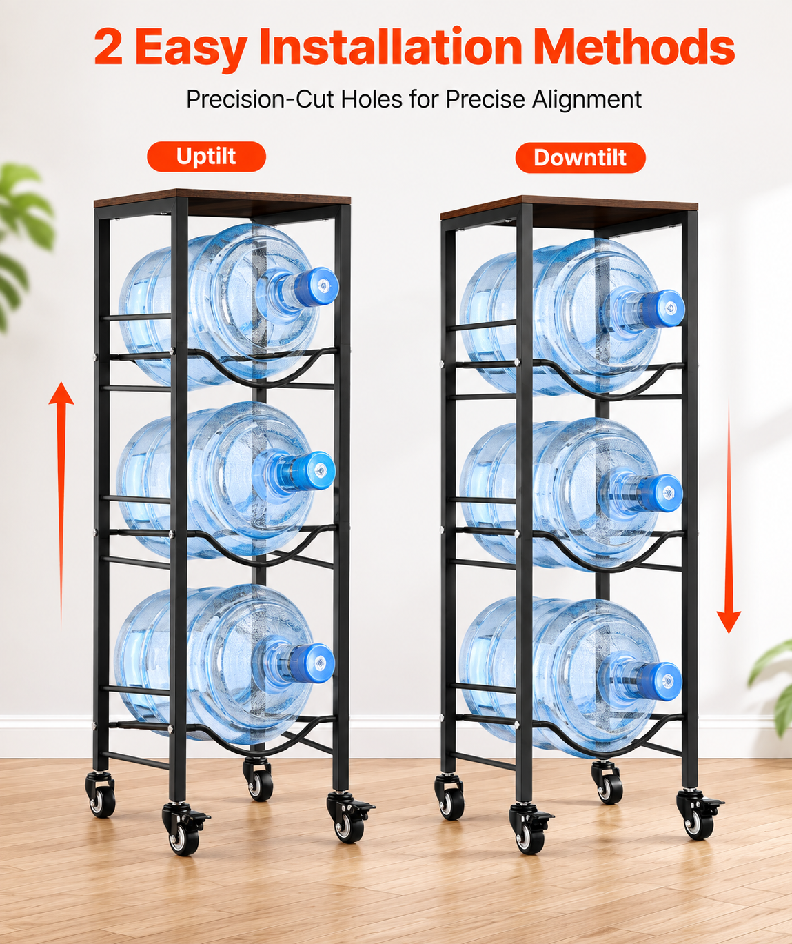 4-Tier Water Jug Rack with Shelf