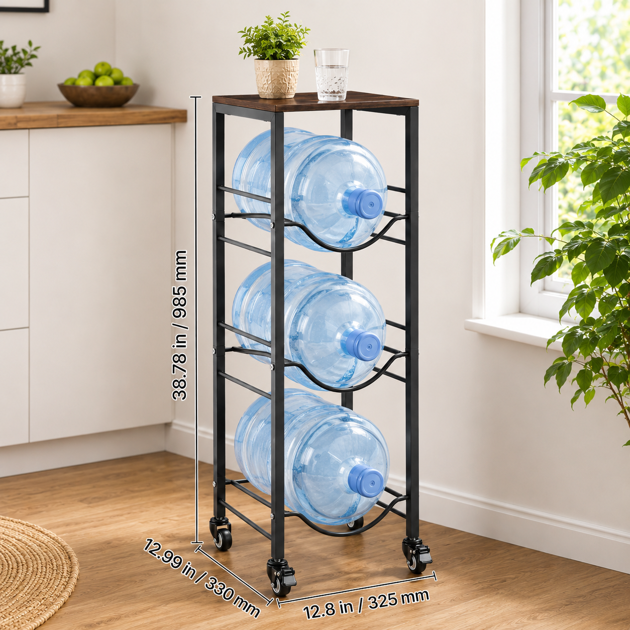 4-Tier Water Jug Rack with Shelf
