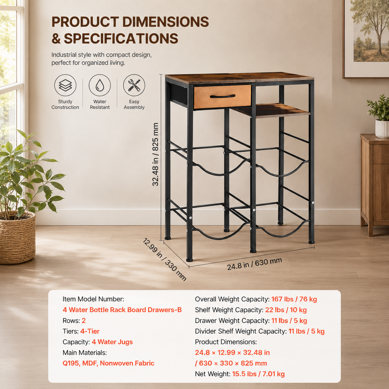 4-Tier Double-Row Water Jug Rack