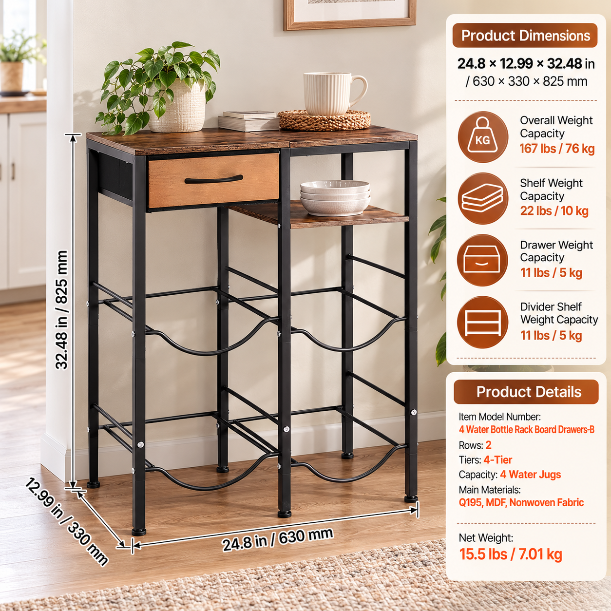 4-Tier Double-Row Water Jug Rack