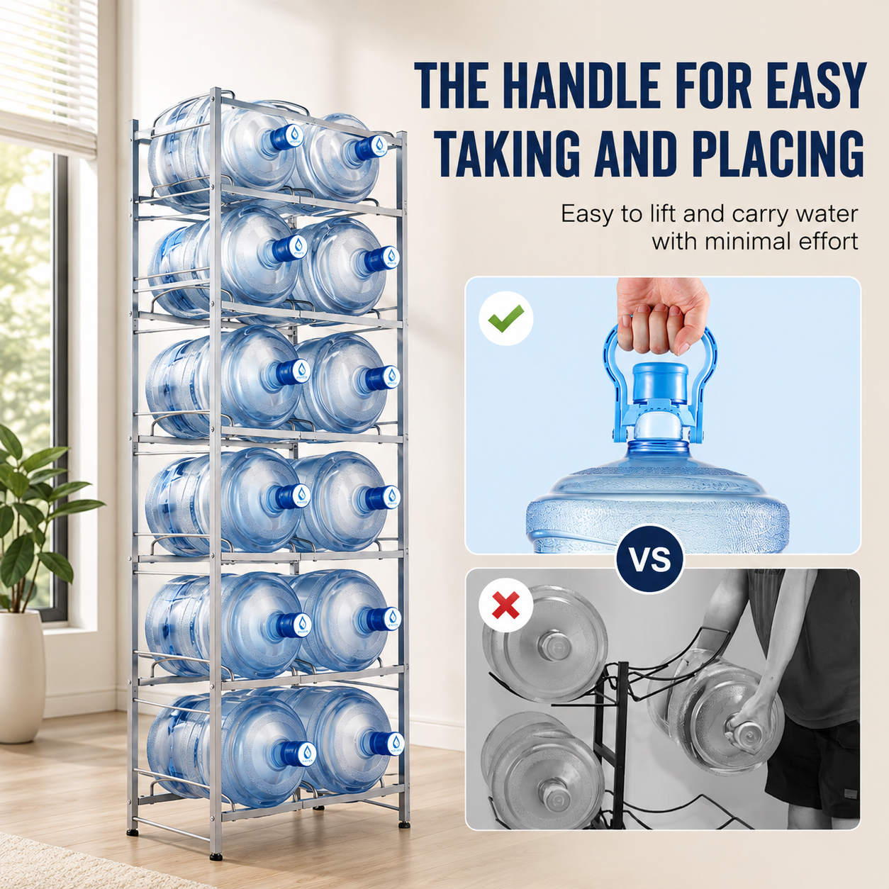 5-Tier Dual-Row Water Jug Rack