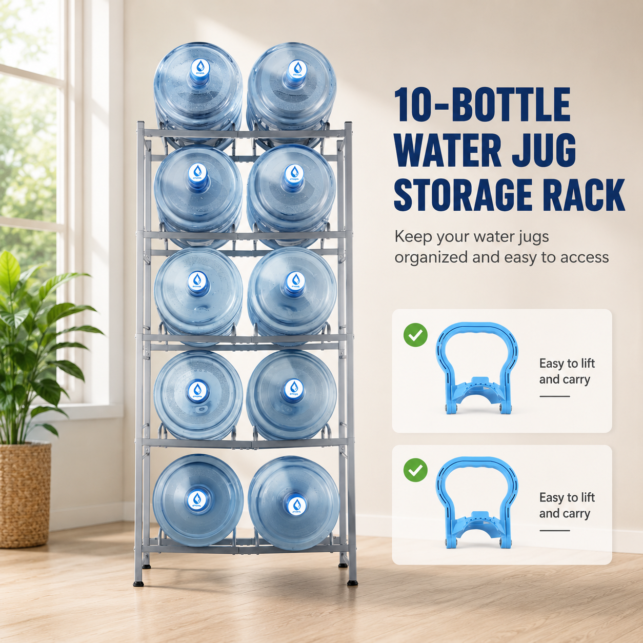5-Tier Dual-Row Water Jug Rack