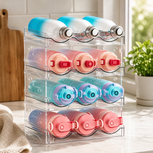 4-Tier Clear Water Bottle Organizer
