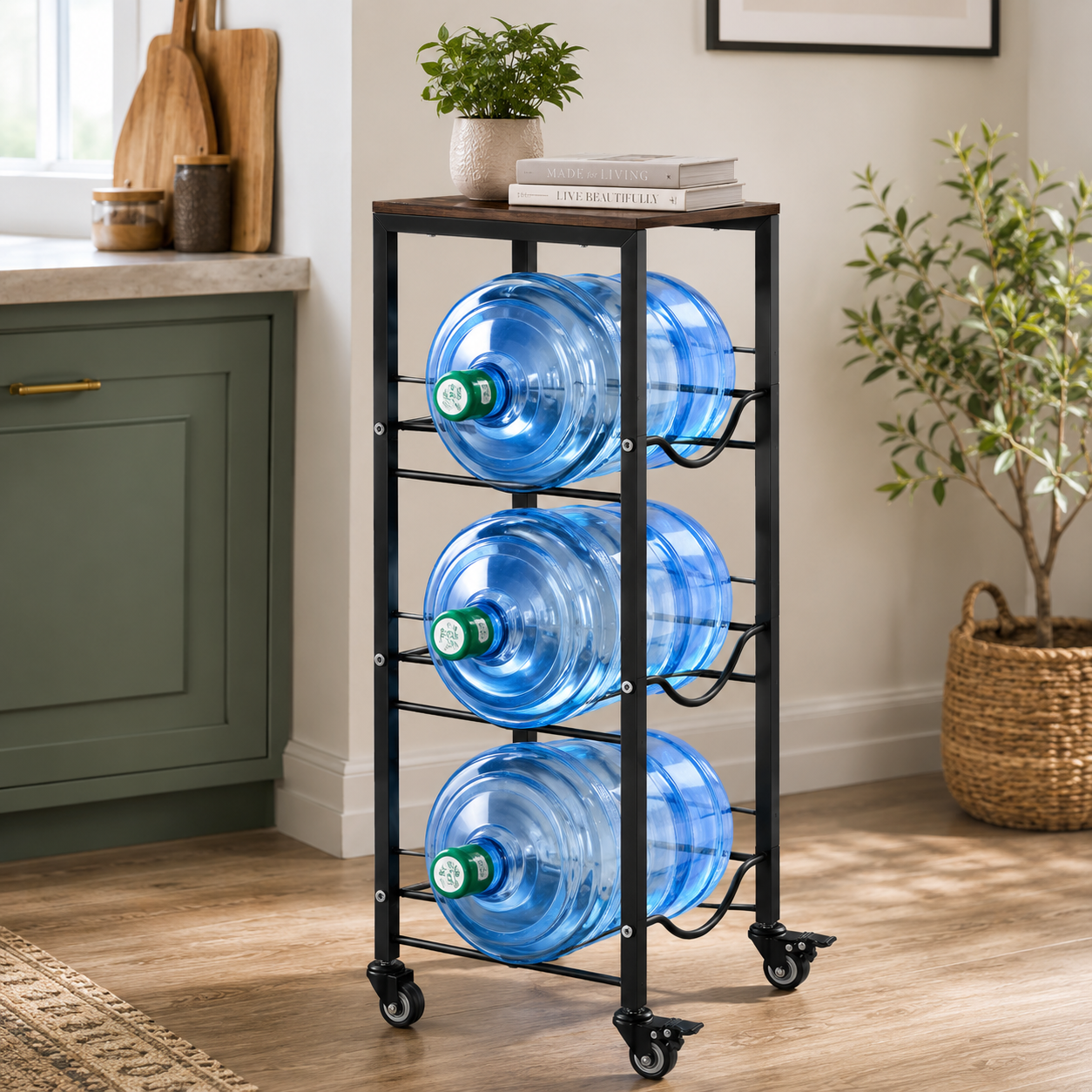 4-Tier Water Jug Rack with Shelf