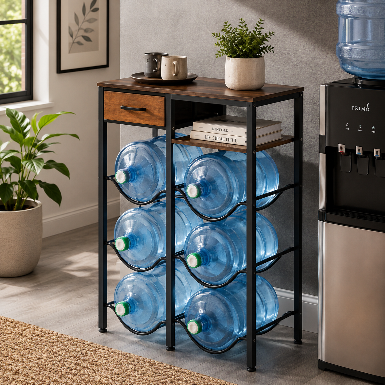 4-Tier Double-Row Water Jug Rack