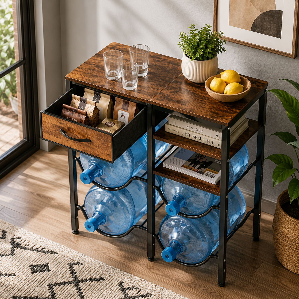 4-Tier Double-Row Water Jug Rack