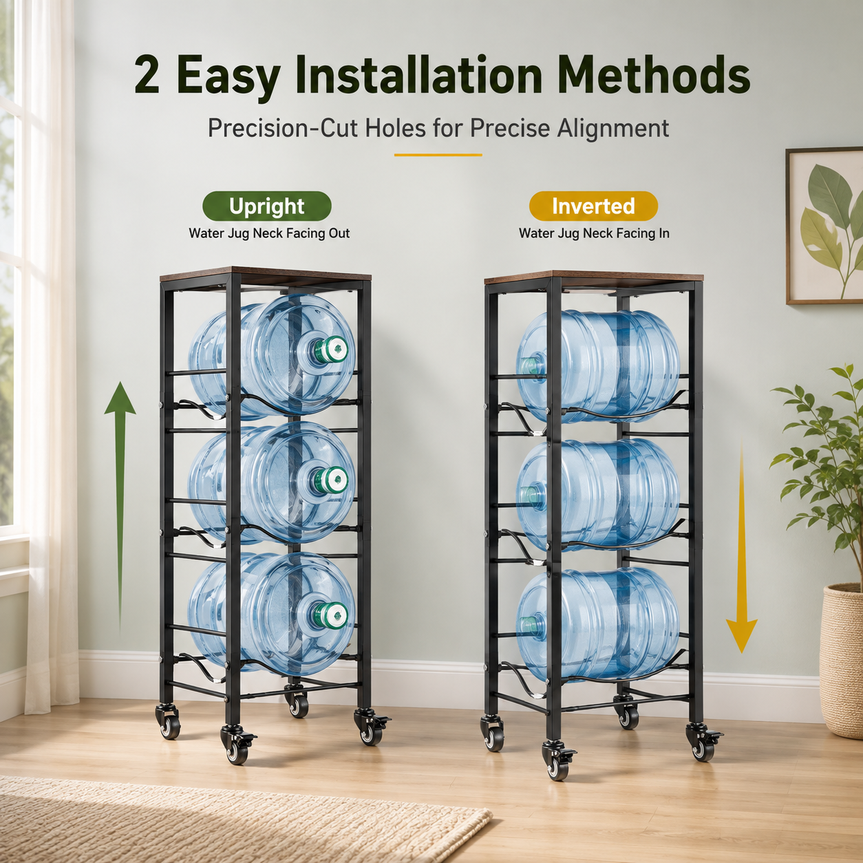 4-Tier Water Jug Rack with Shelf